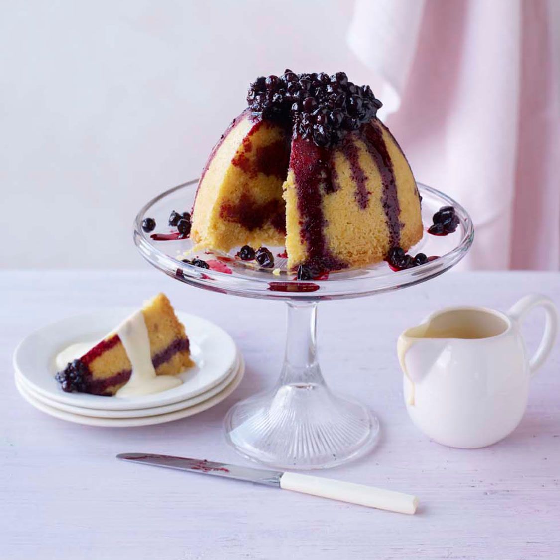 Steven Carter-Bailey’s Lemon-blackcurrant drizzle steamed school pudding, Signature