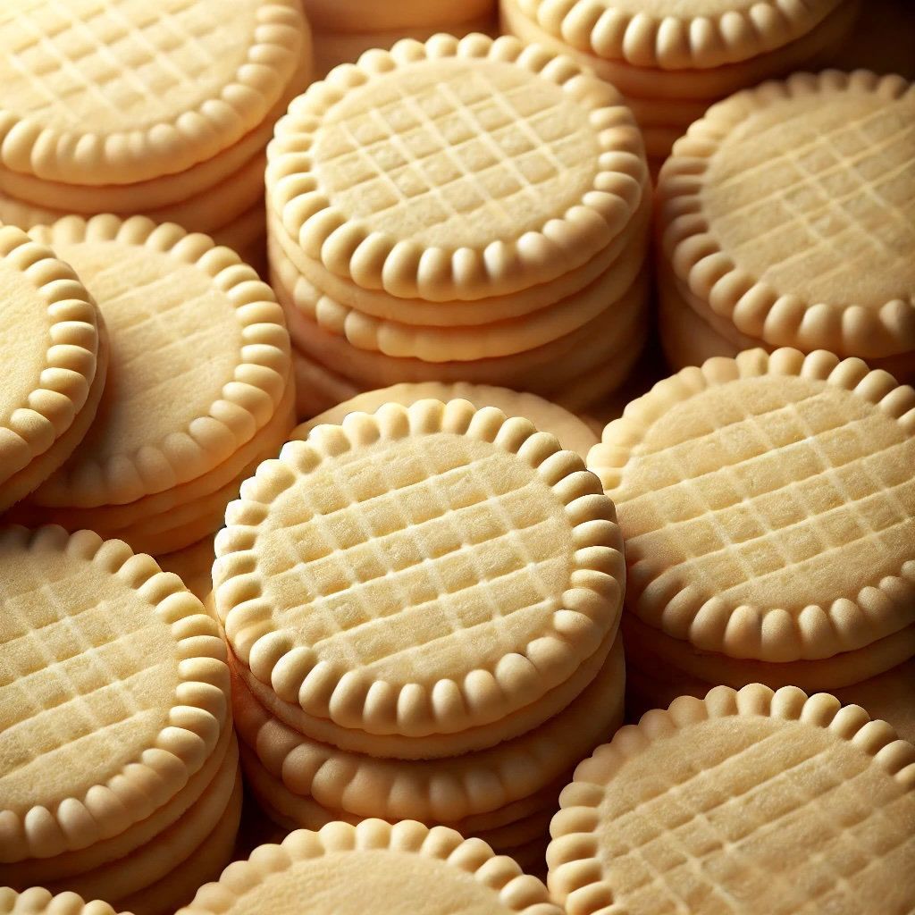 Norman Calder’s 36 savoury farthing biscuits, Signature